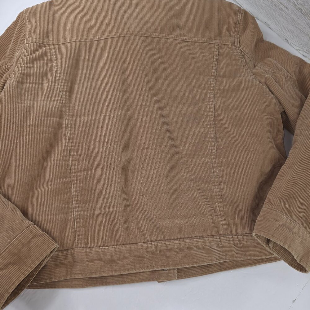 REACTION KENNETH COLE TAN CORDUROY JACKET WOMEN'S SIZE LARGE SNAP BUTTON POCKETS - Picture 9 of 16